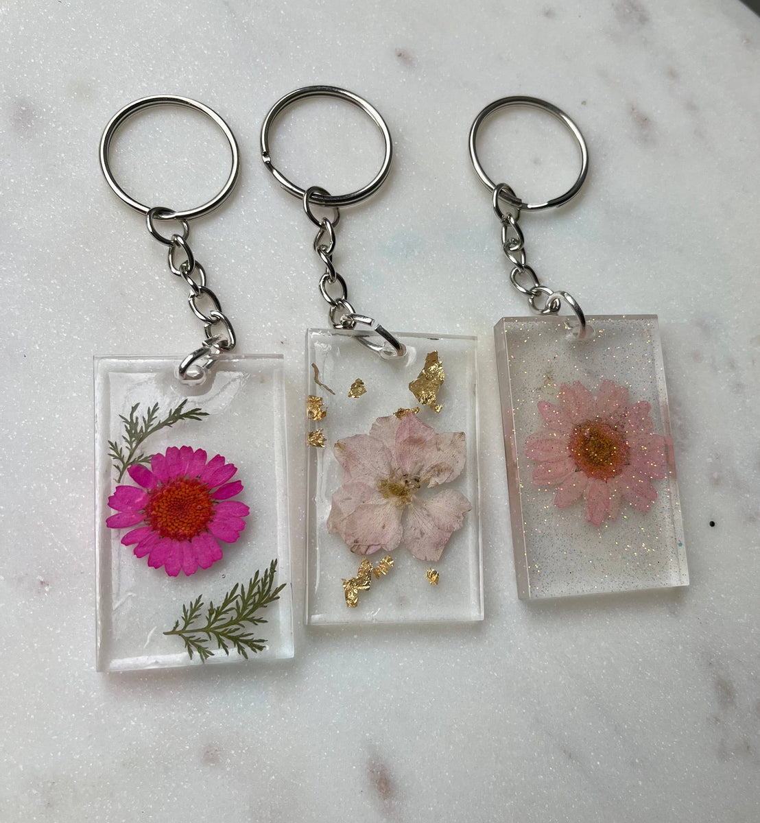 Resin dried flower on sale keychains