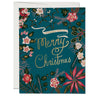 Blue Poinsettia Christmas greeting card: Singles