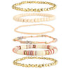 Creamsicle Gold & Peach Bead Stretch Bracelet Set of 6